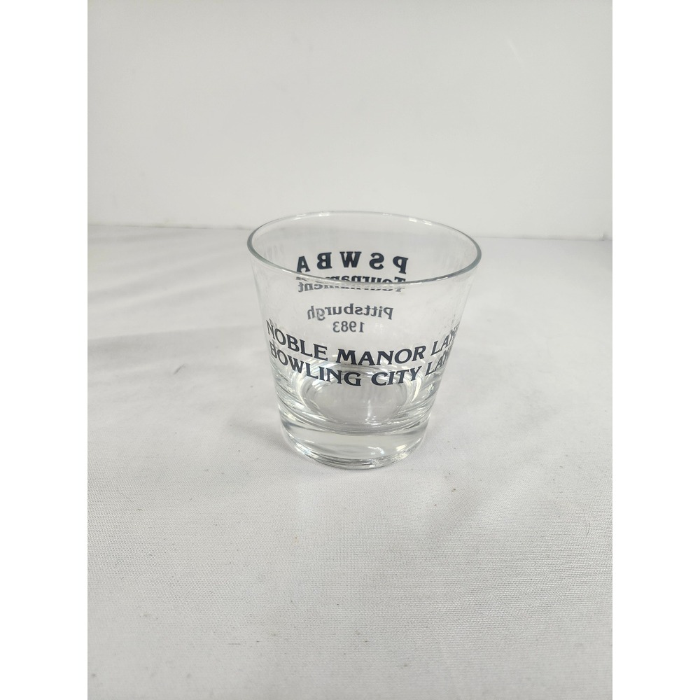 Vintage 1983 PSWBA Tournament Pittsburgh Bowling Glass Noble Manor Lanes 3.25in